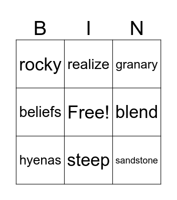 Vocabulary 2 Bingo Card