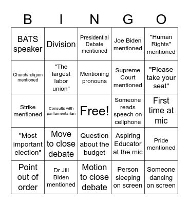NEA RA Philly 2024 Bingo Card