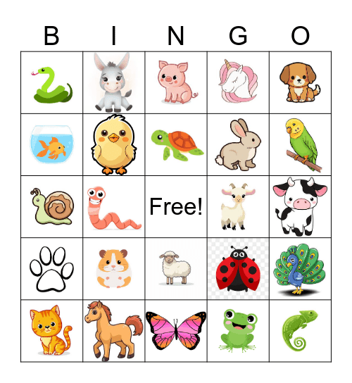 Pet Bingo Card