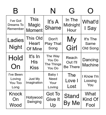 MOTOWN MADNESS PLAYLIST Bingo Card