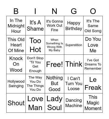 MOTOWN MADNESS Bingo Card