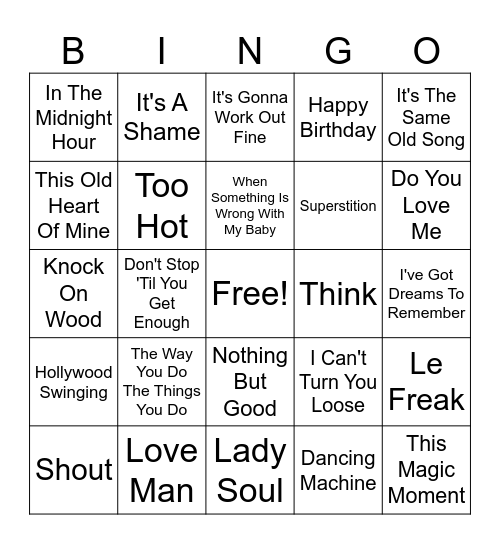 MOTOWN MADNESS Bingo Card