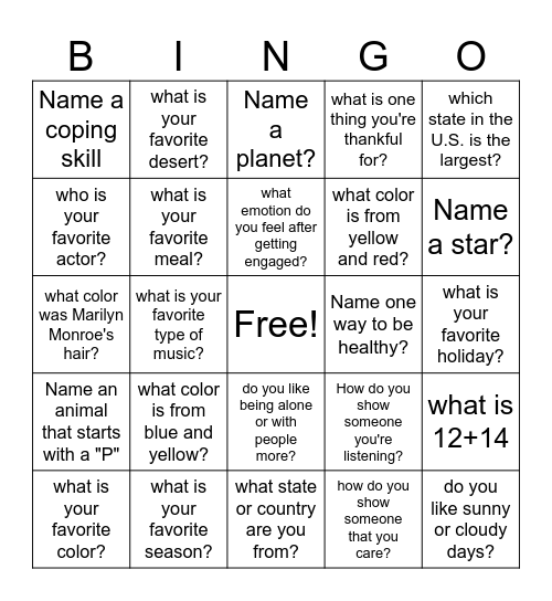 Untitled Bingo Card