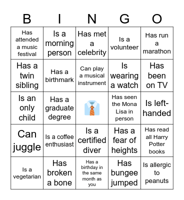 Find The Guests! Bingo Card