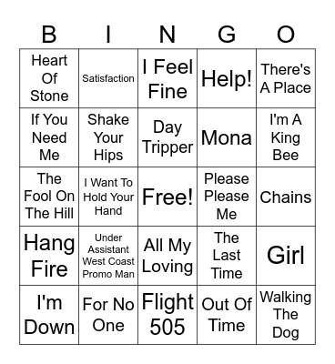 BEATLES vs STONES Bingo Card