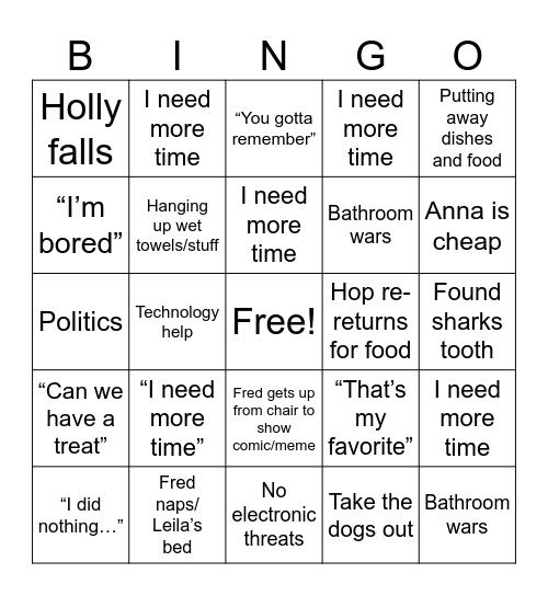 Topsail 2 Bingo Card