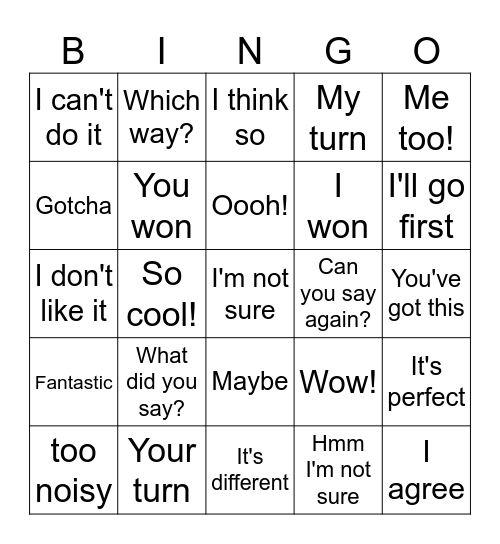 Interactive langauge Bingo Card