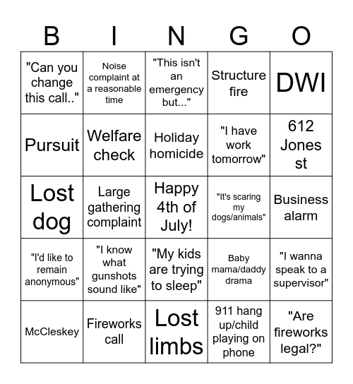 4th of July Bingo Card