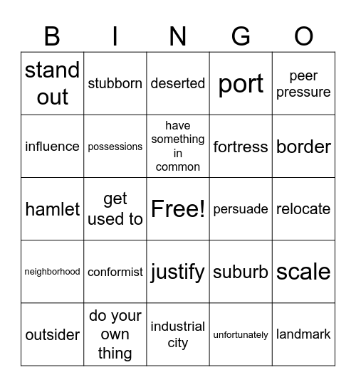 Grade 9 Bingo Card