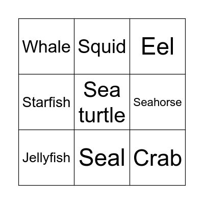 Ocean Bingo Card