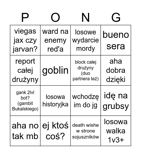 Rafał Bingo Card