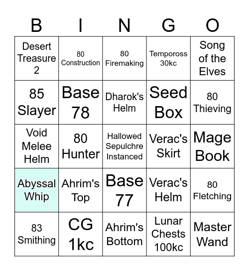 OSRS Bingo Card