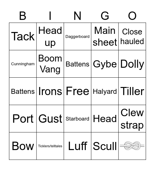 Sailing Camp Bingo Card