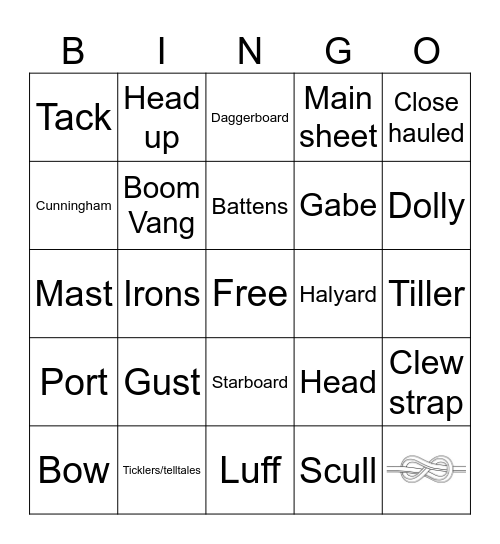 Sailing Camp Bingo Card