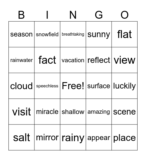 Lesson 4 Bingo Card