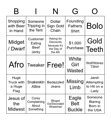 Founding Fathers in the Tents Bingo Card