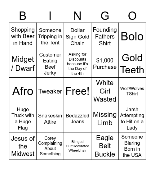 Founding Fathers in the Tents Bingo Card
