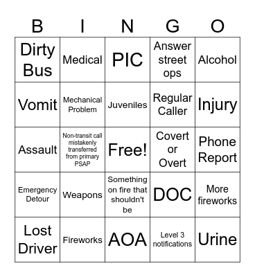 TCC Supervisor 4th of July BINGO Card