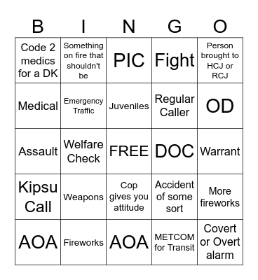 Dispatcher 4th of July BINGO Card