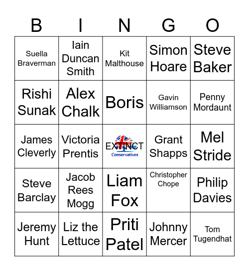 Tory P45 Bingo Card