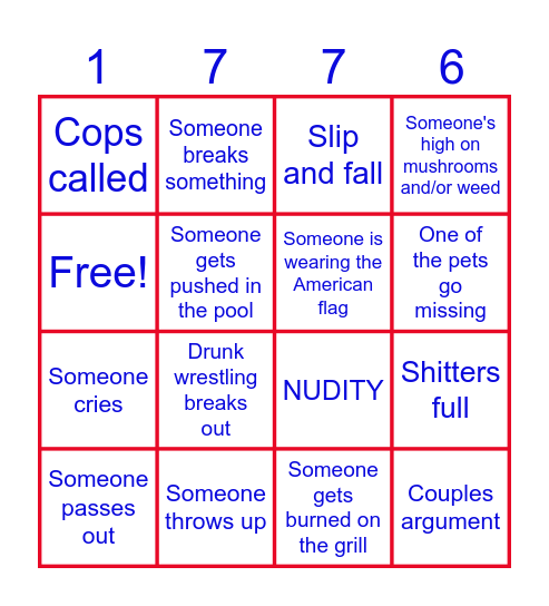 4th of July Bingo Card