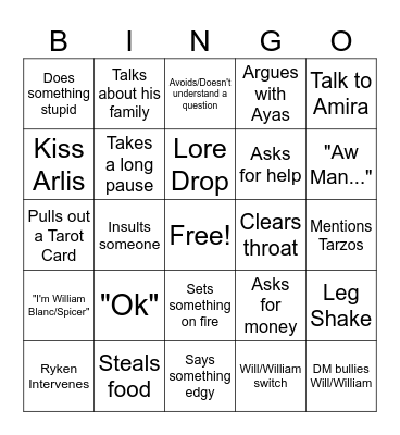 Will and Art Bingo Card