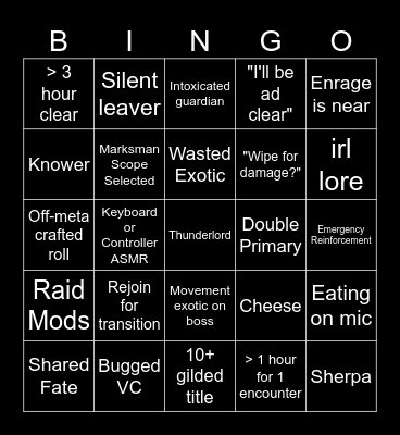 LFG BINGO Card