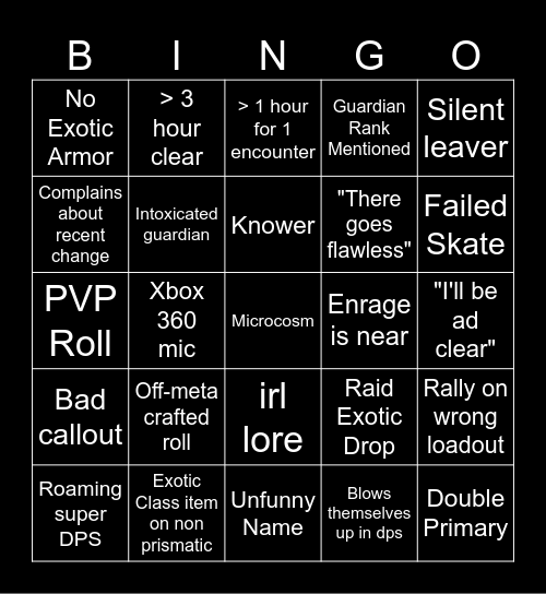 LFG BINGO Card