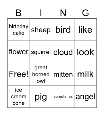 It looked like spilt milk Bingo Card