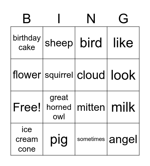 It looked like spilt milk Bingo Card
