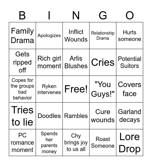 Arlis and Chy Bingo Card