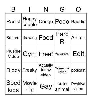IG reels Bingo Card
