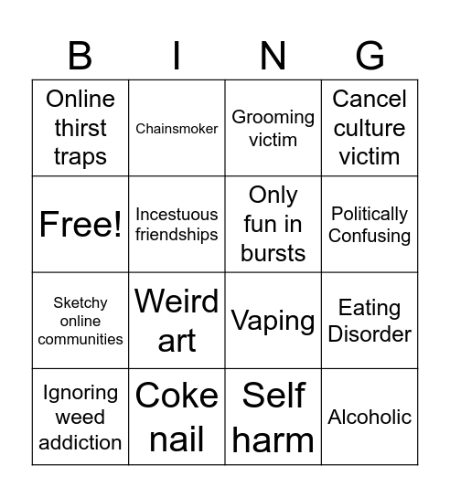 Transfemme Bingo (real) Bingo Card