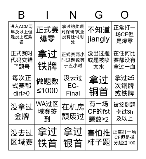 ACM Bingo Card