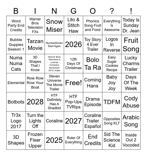 2008-2029 Bingo Card