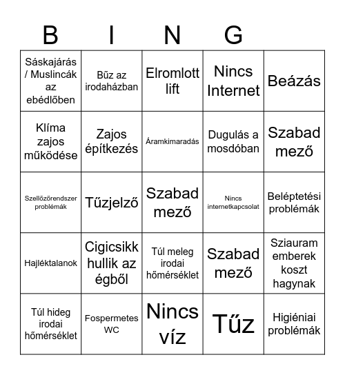 Irodai bingo Card