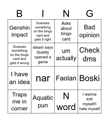Vayus 2 Bingo Card