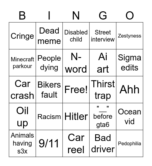 Ig reel bingo Card