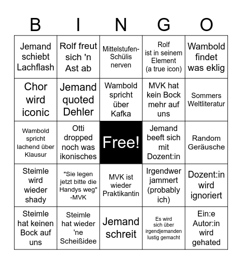 mcf Freitags Bingo Card