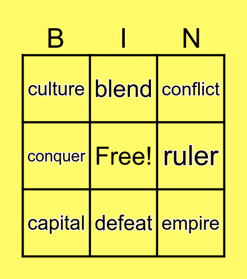 Vocabulary Revision Bingo Card