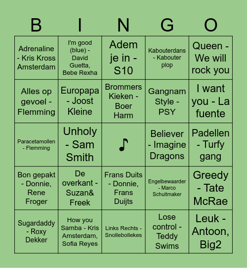 TITUS MUZIEKBINGO 2024 Bingo Card