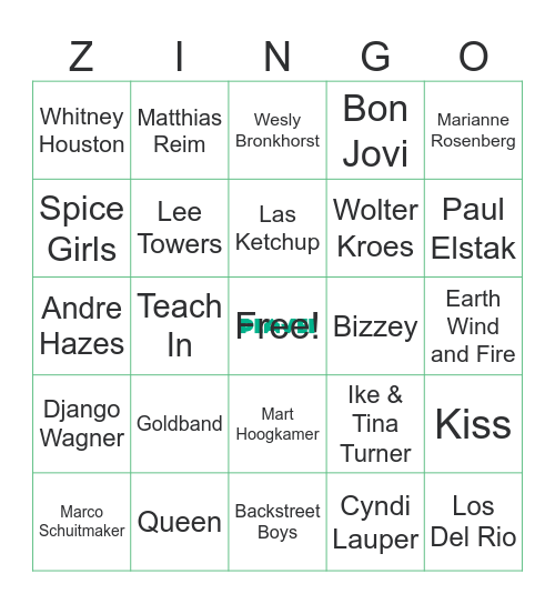 Foute Uur Bingo Card