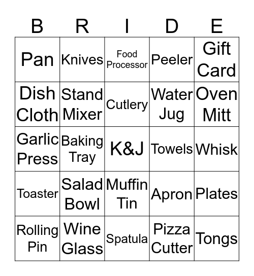 Kelsey's Shower Bingo Card