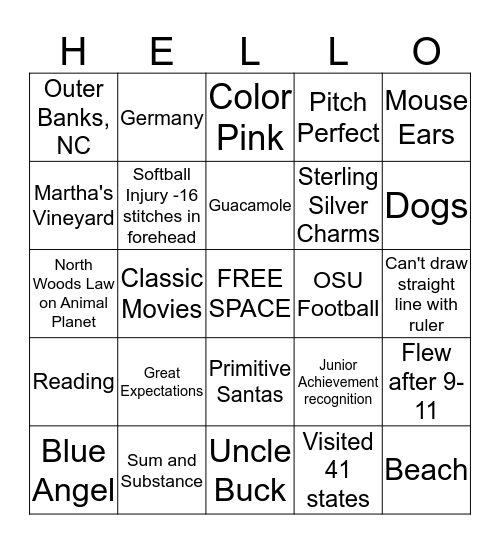 TONYA Bingo Card