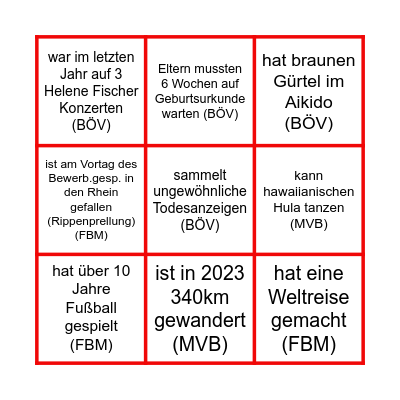 Kolleg*innen Bingo Card