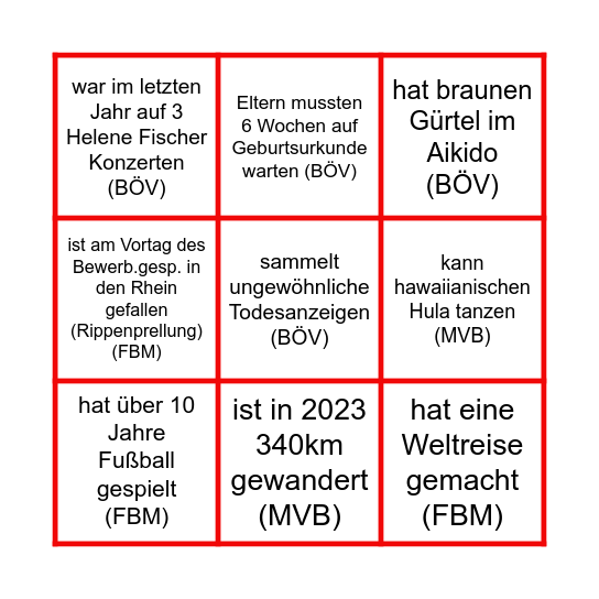 Kolleg*innen Bingo Card