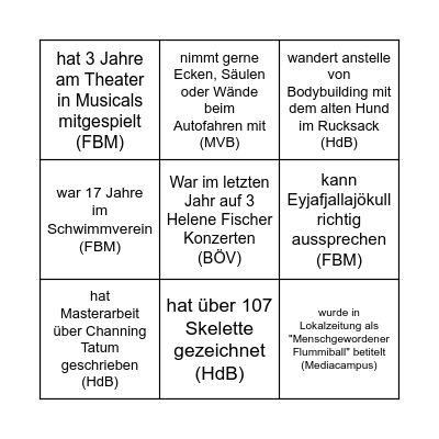 Kolleg*innen Bingo Card
