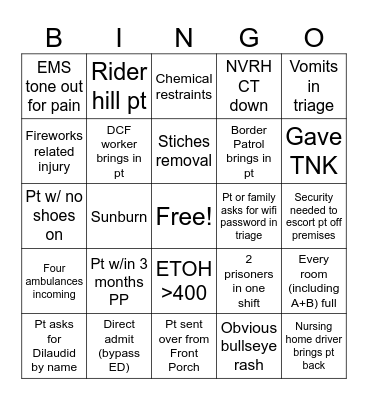 July Bingo Card