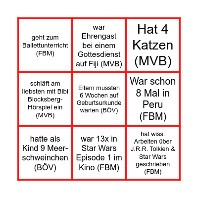 Kolleg*innen Bingo Card
