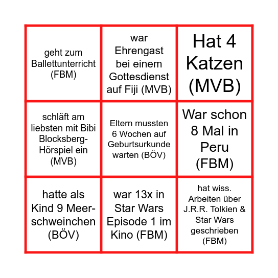 Kolleg*innen Bingo Card
